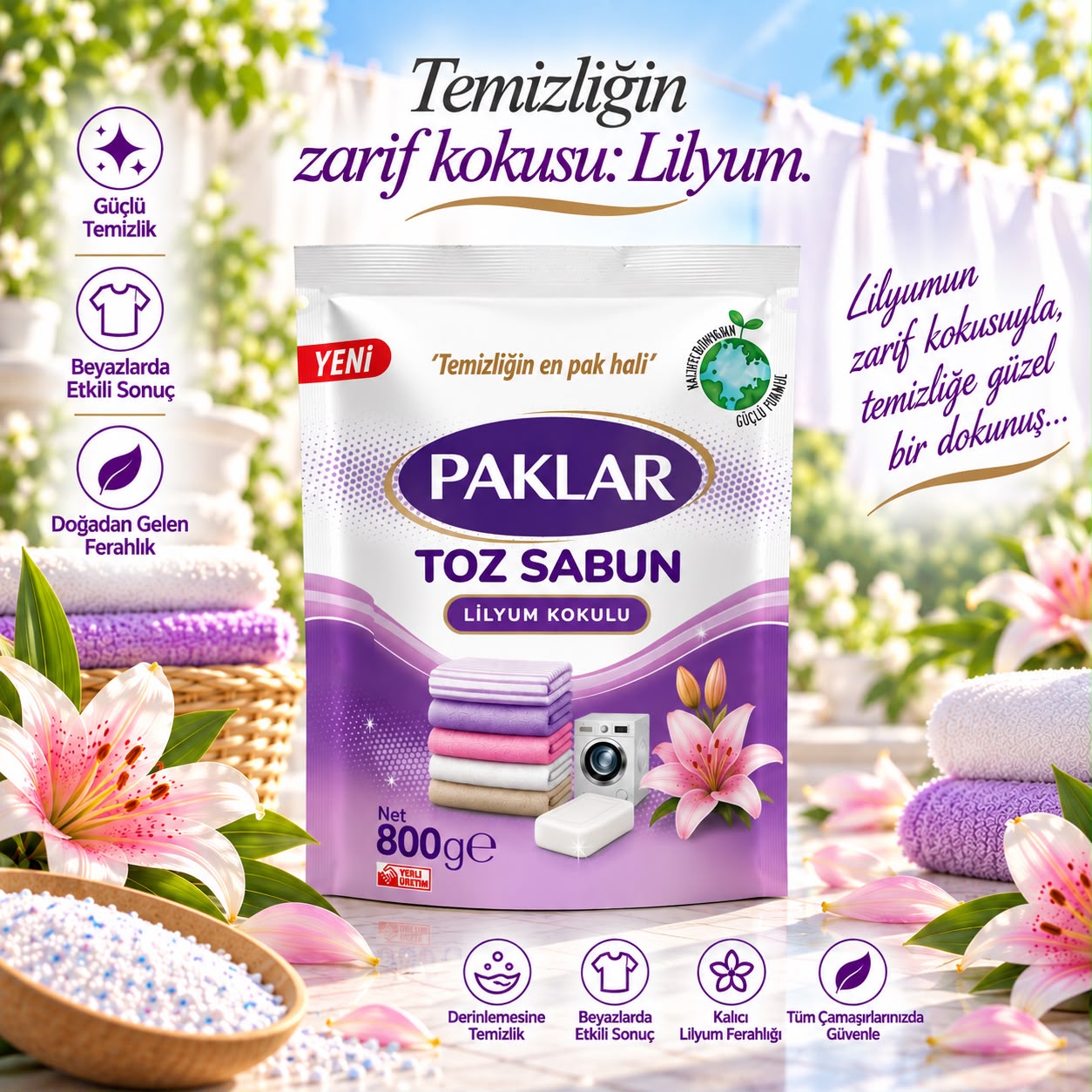 Toz Sabun 800g Lilyum Kokulu
